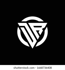 Logo with triangle shape and circle rounded design template isolated on black background