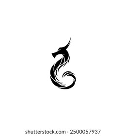 logo tribal dragon design with flat style in black color