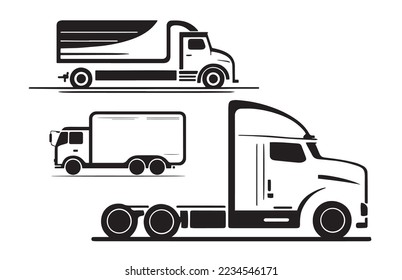 Logo with truck on isolated white background. Monochrome truck logo vector