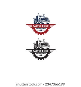 logo with truck on white background, monochrome style and colorful Truck logo