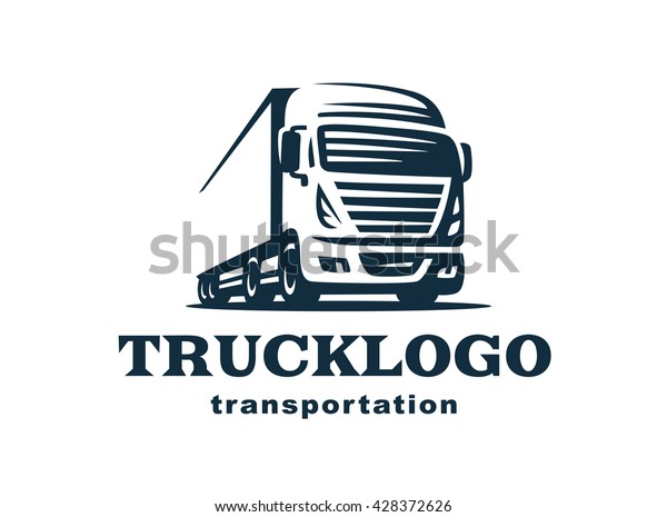 Logo Mit Lkw Auf Weissem Hintergrund Stock Vektorgrafik Lizenzfrei