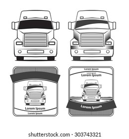 logo truck, simple vector illustration, front view, emblems, design elements