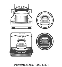 logo truck, simple vector illustration, front view, emblems, design elements
