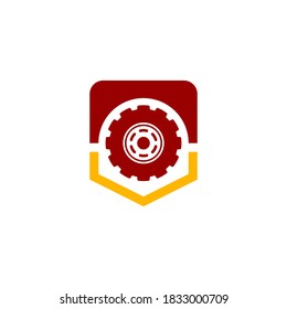 logo of a truck tire inside a shield shape