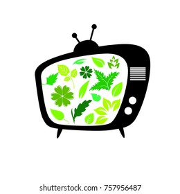Logo of a tv with leaves inside