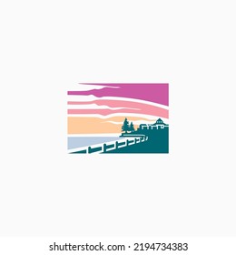 logo twilight beach painting scenery