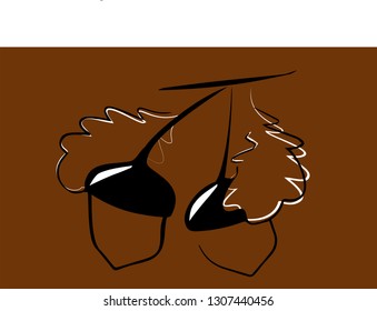 logo two acorns on a brown background sketch