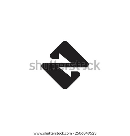 Logo two arrow double inside square with blank background