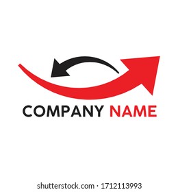 Logo Two Arrows. Bridge, Exchange. Import And Export Logo Concept