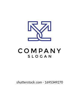 logo of two arrows in opposite directions and intersecting. editable and easy to custom