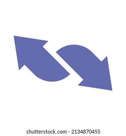 Logo of two arrows pointing in opposite directions from each other. A simple image of arrows denoting conversion, transition, replacement. Isolated vector on white background.