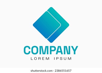 logo of two boxes stacked on top of each other with a dark blue to light turquoise color gradation vector for company simpel but elegan