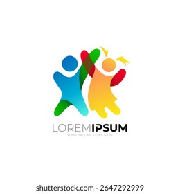 logo of two children playing happily and colorfully