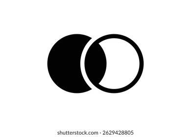 Logo two circle join design template element, sun and moon logo, two circle vector icon