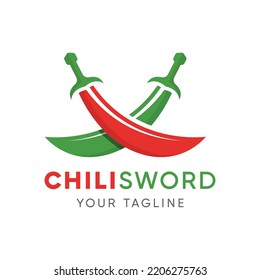 Logo - Two cross chilies in the shape of a sword