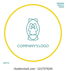 Logo - two faces, two masks - psychotherapy, theater - a symbol of interaction, dialogue, growth, development, enlightenment.