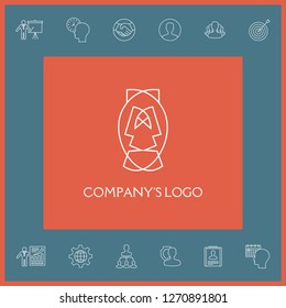 Logo - two faces, two masks - psychotherapy, theater - a symbol of interaction, dialogue, growth, development, enlightenment.