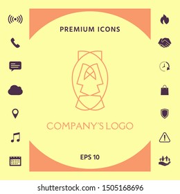 Logo - two faces, two masks - psychotherapy, theater - a symbol of interaction, dialogue, growth, development, enlightenment.