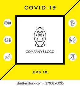 Logo - dos caras, dos máscaras - psicoterapia, teatro - un símbolo de interacción, diálogo, crecimiento, desarrollo, iluminación.