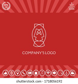 Logo - two faces, two masks - psychotherapy, theater - a symbol of interaction, dialogue, growth, development, enlightenment.