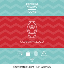 Logo - dos caras, dos máscaras - psicoterapia, teatro - un símbolo de interacción, diálogo, crecimiento, desarrollo, iluminación.
