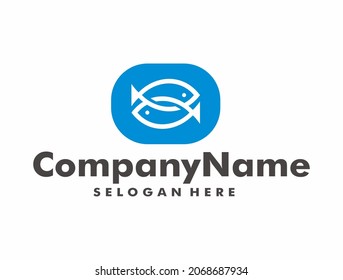logo con dos personajes de caricatura de peces