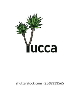 A logo with two green yucca plants and the word "Yucca" creatively integrated with the plant stems