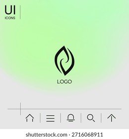Logotipo - dois hemisférios do cérebro, duas folhas, duas espirais, línguas de fogo 