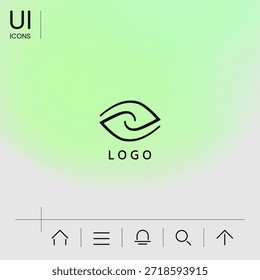 Logo - dois hemisférios do cérebro, duas folhas, duas espirais, um olho com uma pupila 