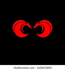 logo of two horse heads facing each other, red color flat style