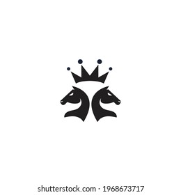 logo of two horses with a crown.
black horse logo