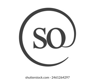 SO logo from two letter with circle shape email sign style. S and O round logotype of business company for brand identity.