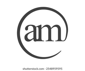 AM logo from two letter with circle shape email sign style. A and M round logotype of business company for brand identity.