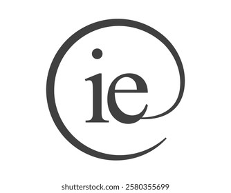 IE logo from two letter with circle shape email sign style. I and E round logotype of business company for brand identity.