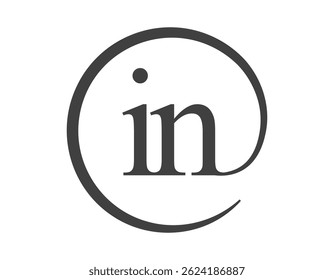 IN logo from two letter with circle shape email sign style. I and N round logotype of business company for brand identity.
