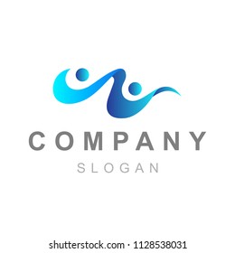 logo two people are holding hands with a simple look, logo ready to use