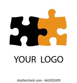 a logo of two puzzles showing connection, communication, friendship, teamwork