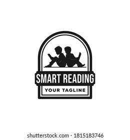 logo of two reading children which reflects the intelligence of a child if he is diligent in reading