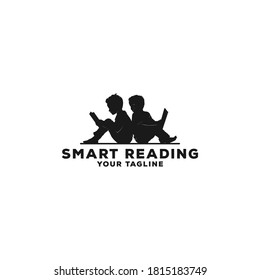 logo of two reading children which reflects the intelligence of a child if he is diligent in reading