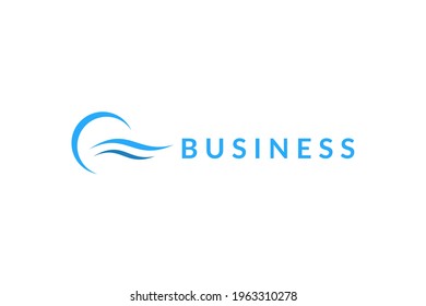 Logo of two rows of blue sea waves with circles