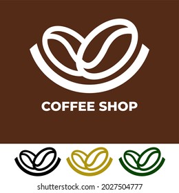Logo of two selected coffee beans, best coffee quality. Coffee cafe logo
