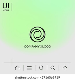 Logo - two spirals in circle - a flower bud, camera aperture