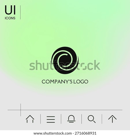 Logo - two spirals in a circle - a flower bud, camera aperture