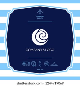 Logo - two spirals are located asymmetrically in a circle - a symbol of interaction, new ideas, development.