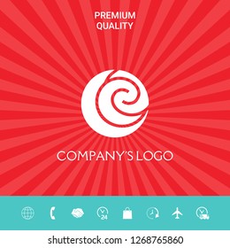Logo - two spirals are located asymmetrically in a circle - a symbol of interaction, new ideas, development.