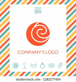 Logo - two spirals are located asymmetrically in a circle - a symbol of interaction, new ideas, development.
