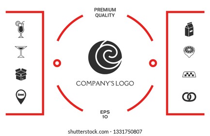 Logo - two spirals are located asymmetrically in a circle - a symbol of interaction, new ideas, development.