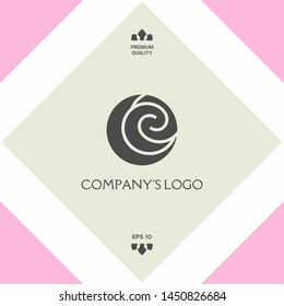 Logo - two spirals are located asymmetrically in a circle - a symbol of interaction, new ideas, development.
