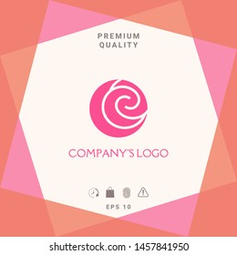 Logo - two spirals are located asymmetrically in a circle - a symbol of interaction, new ideas, development.