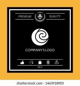 Logo - two spirals are located asymmetrically in a circle - a symbol of interaction, new ideas, development.